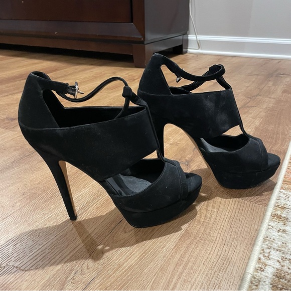 Aldo Black Stiletto platform strappy Heels - Picture 7 of 8